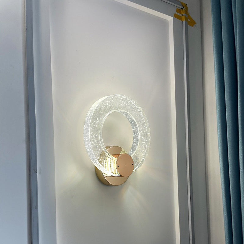 Modern Luxury Circular Bubble Crystal Iron Aluminum LED Wall Sconce Lamp For Living Room