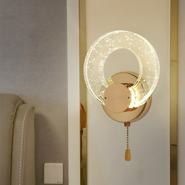 Modern Luxury Circular Bubble Crystal Iron Aluminum LED Wall Sconce Lamp For Living Room