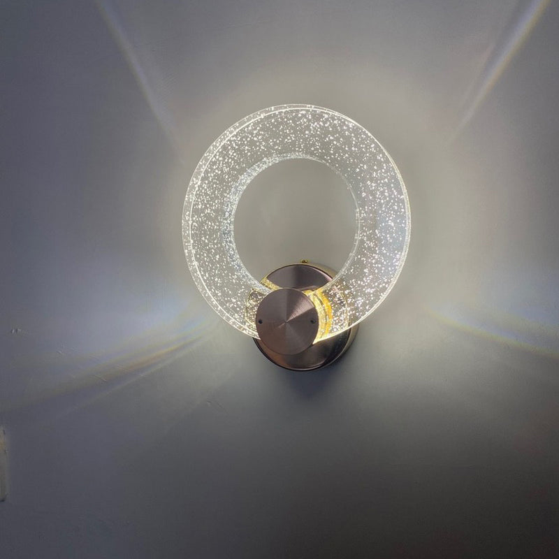 Modern Luxury Circular Bubble Crystal Iron Aluminum LED Wall Sconce Lamp For Living Room