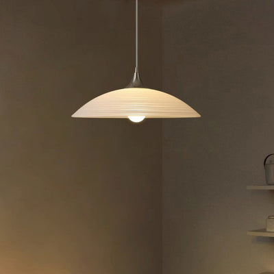 Modern Luxury Ribbed Dome Hardware Glass 1-Light Pendant Light For Bedroom