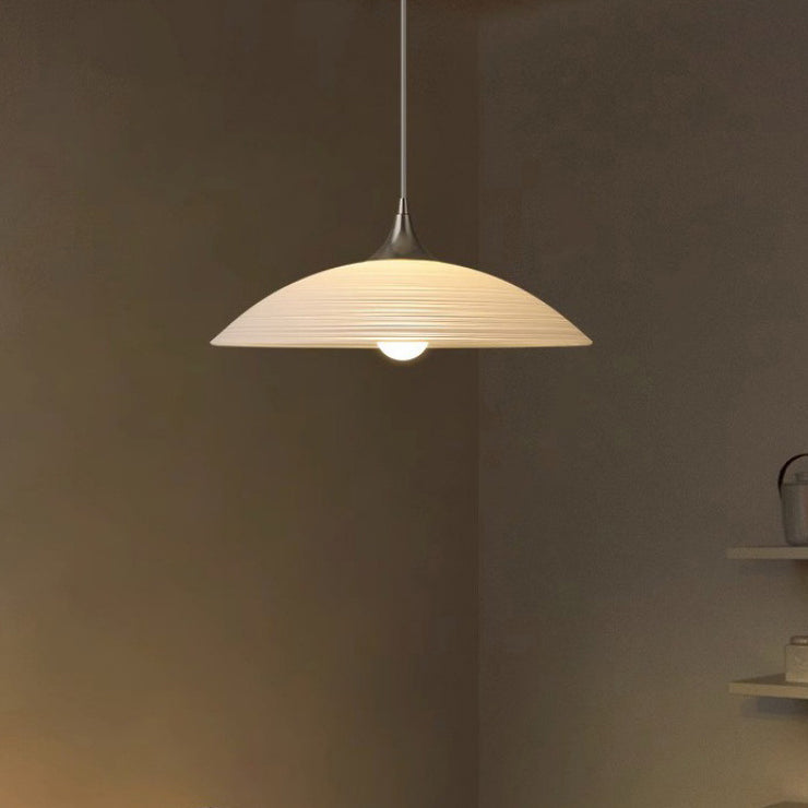 Modern Luxury Ribbed Dome Hardware Glass 1-Light Pendant Light For Bedroom