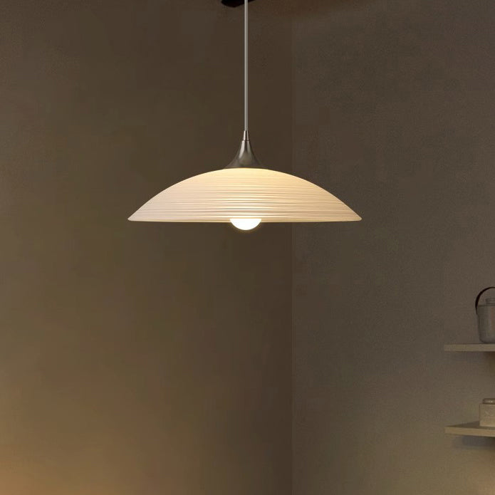 Modern Luxury Ribbed Dome Hardware Glass 1-Light Pendant Light For Bedroom