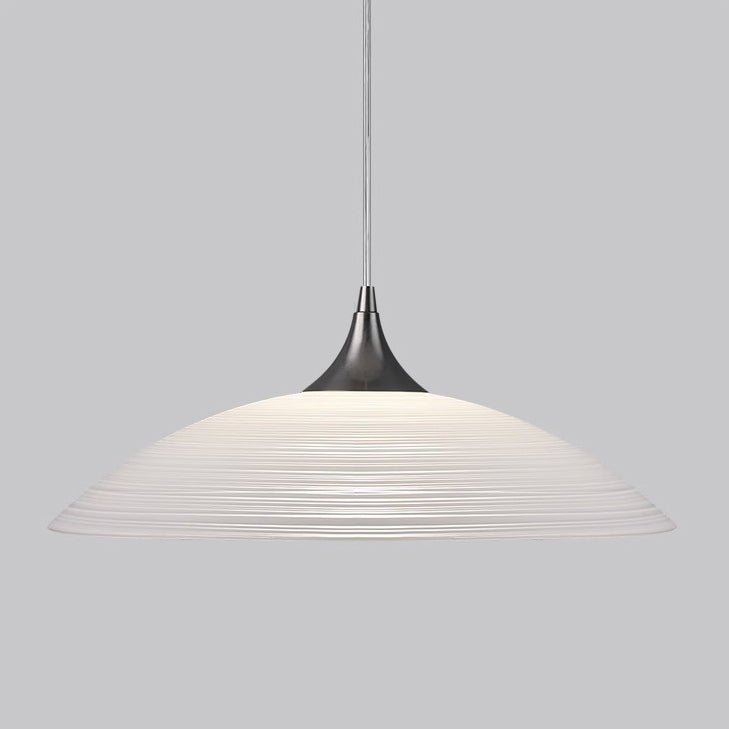 Modern Luxury Ribbed Dome Hardware Glass 1-Light Pendant Light For Bedroom