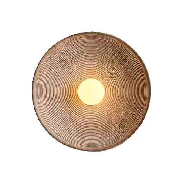 Traditional Japanese Resin Glass Round Annual Ring 1-Light Wall Sconce Lamp For Living Room