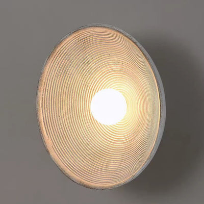 Traditional Japanese Resin Glass Round Annual Ring 1-Light Wall Sconce Lamp For Living Room