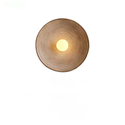 Traditional Japanese Resin Glass Round Annual Ring 1-Light Wall Sconce Lamp For Living Room