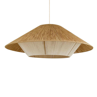 Traditionelle japanische Frustum-Kegel-Kupfer-Holz-Baumwollkordel 1/2/3 Licht Pendelleuchte für Wohnzimmer 