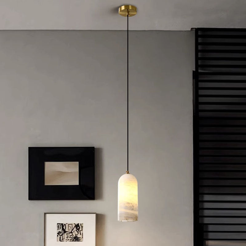 Zeitgenössische Luxus Säulenstein Glas LED Pendelleuchte für Wohnzimmer 