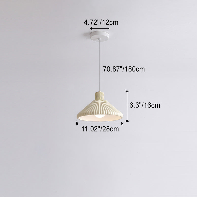 Traditionelle französische konische gefaltete Harz 1-Licht Pendelleuchte für Wohnzimmer 