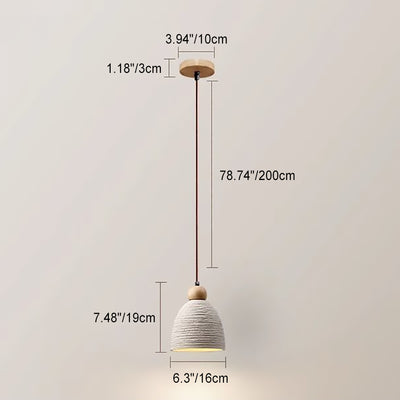 Lámpara colgante contemporánea de sombra de cemento cilíndrica redonda de hierro de 1 luz para sala de estar 