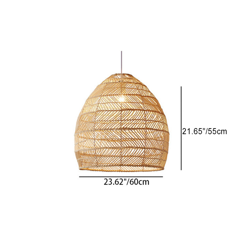 شكل فانوس بوهيمي معاصر منسوج من الخيزران خشب 1 - ضوء معلق لغرفة الطعام 