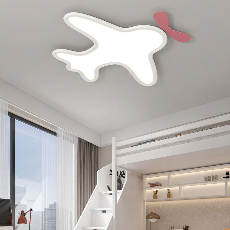 Contemporáneo Creativo Dibujos Animados Avión Nube PE Sombra LED Niños Montaje Al Ras Techo Ventilador Sin Aspas Invisible Luz Para Dormitorio 