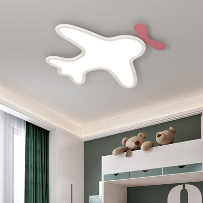 Contemporáneo Creativo Dibujos Animados Avión Nube PE Sombra LED Niños Montaje Al Ras Techo Ventilador Sin Aspas Invisible Luz Para Dormitorio 