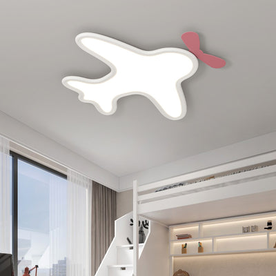 Contemporáneo Creativo Dibujos Animados Avión Nube PE Sombra LED Niños Montaje Al Ras Techo Ventilador Sin Aspas Invisible Luz Para Dormitorio 