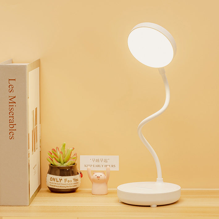 Modern Minimalist Portable Round Plastic USB LED Table Lamp For Study