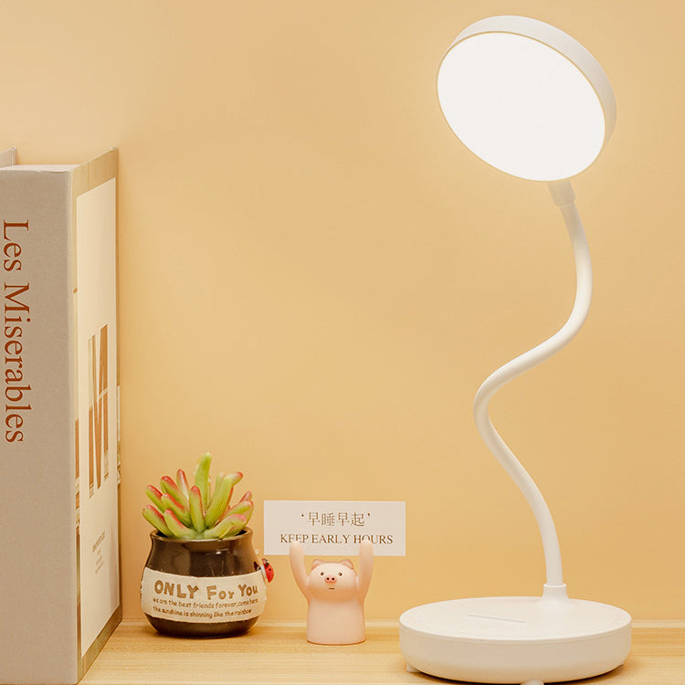 Modern Minimalist Portable Round Plastic USB LED Table Lamp For Study