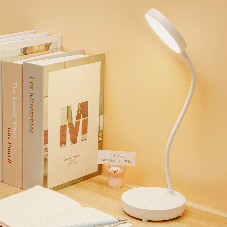 Modern Minimalist Portable Round Plastic USB LED Table Lamp For Study