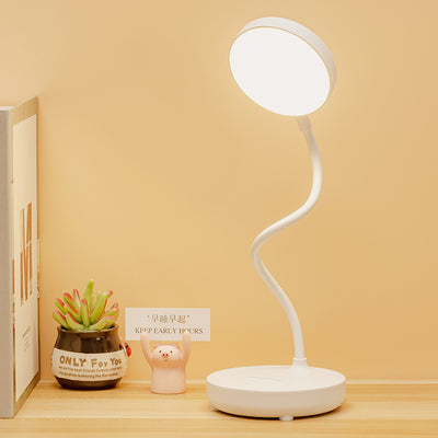 Modern Minimalist Portable Round Plastic USB LED Table Lamp For Study