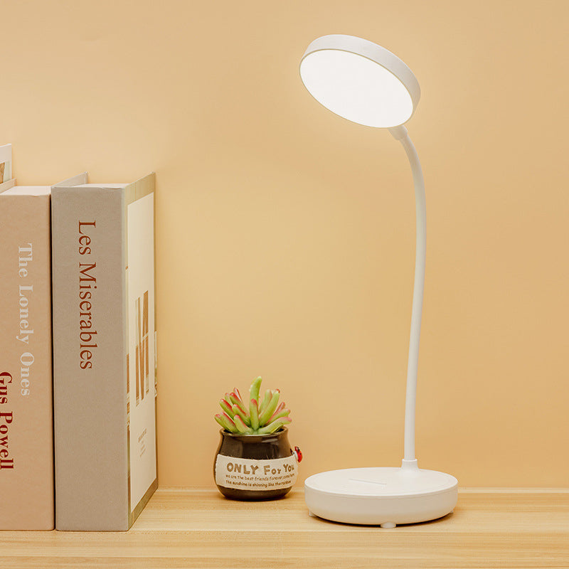 Modern Minimalist Portable Round Plastic USB LED Table Lamp For Study