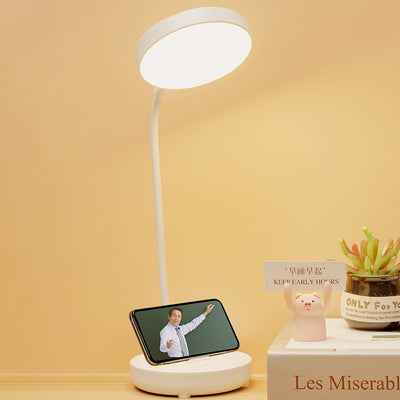 Modern Minimalist Portable Round Plastic USB LED Table Lamp For Study