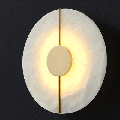 Contemporary Luxury Round Oval Marble Brass LED Wall Sconce Lamp For Living Room