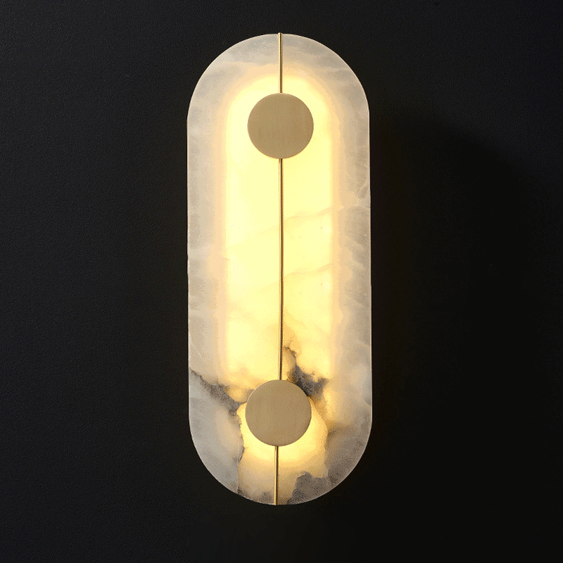 Contemporary Luxury Round Oval Marble Brass LED Wall Sconce Lamp For Living Room