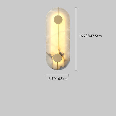 Contemporary Luxury Round Oval Marble Brass LED Wall Sconce Lamp For Living Room