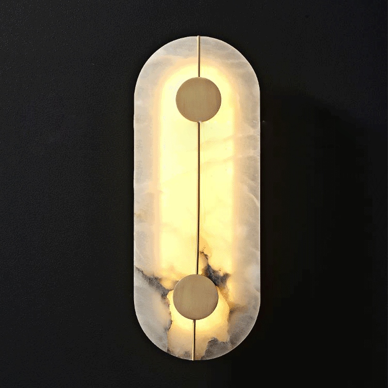 Contemporary Luxury Round Oval Marble Brass LED Wall Sconce Lamp For Living Room