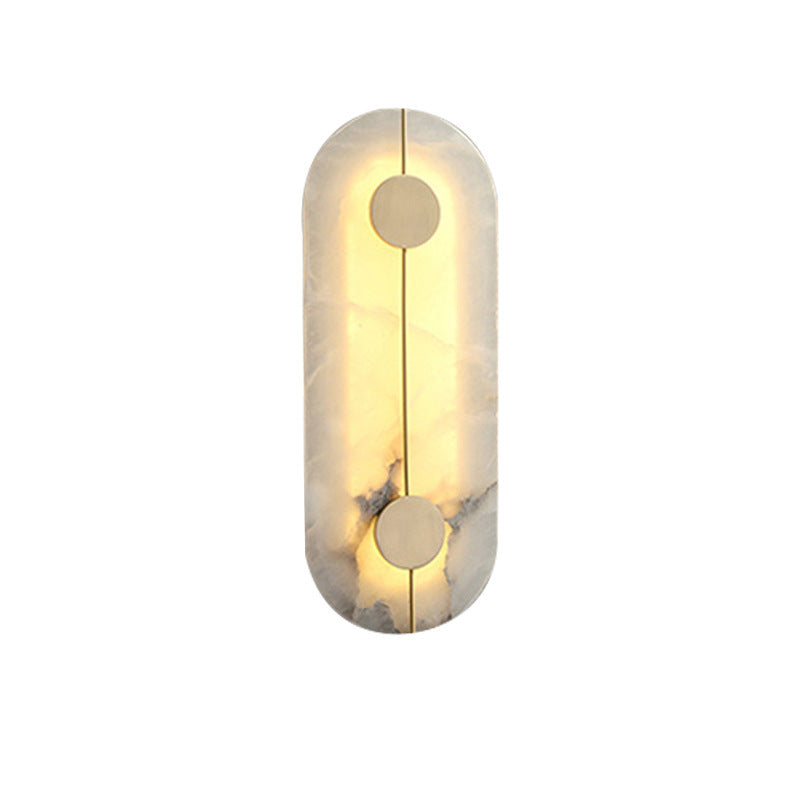 Contemporary Luxury Round Oval Marble Brass LED Wall Sconce Lamp For Living Room