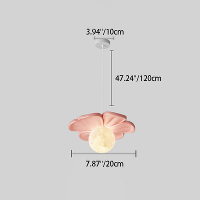 Contemporary Creative Flower Ball Resin Iron 1-Light Pendant Light For Living Room