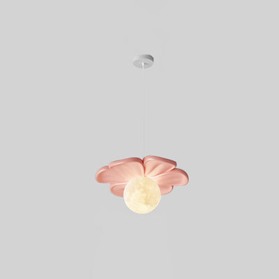 Contemporary Creative Flower Ball Resin Iron 1-Light Pendant Light For Living Room