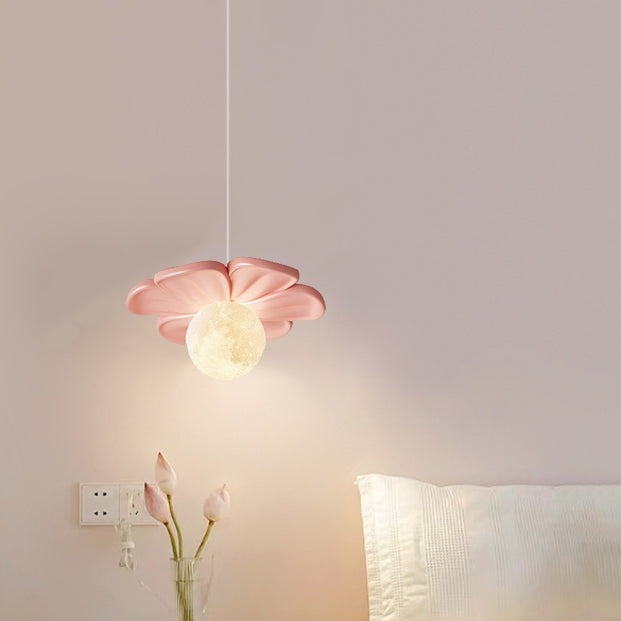 Contemporary Creative Flower Ball Resin Iron 1-Light Pendant Light For Living Room