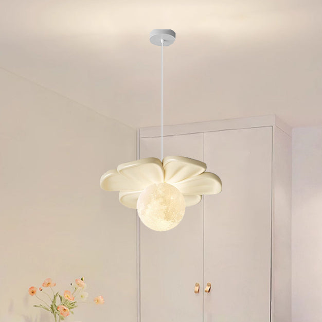 Contemporary Creative Flower Ball Resin Iron 1-Light Pendant Light For Living Room