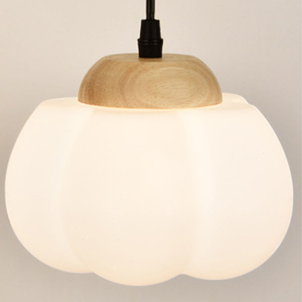 Traditional Japanese Cotton Dome Ribbed Glass PE Shade Wood 1-Light Wall Sconce Lamp For Living Room