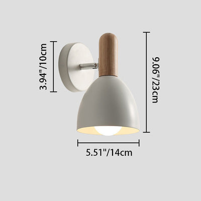 Contemporary Nordic Macaroon Wood Iron Cannonball Shape 1-Light Wall Sconce Lamp For Living Room