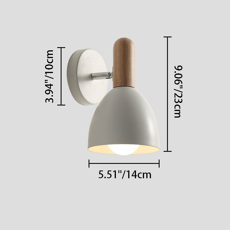 Contemporary Nordic Macaroon Wood Iron Cannonball Shape 1-Light Wall Sconce Lamp For Living Room