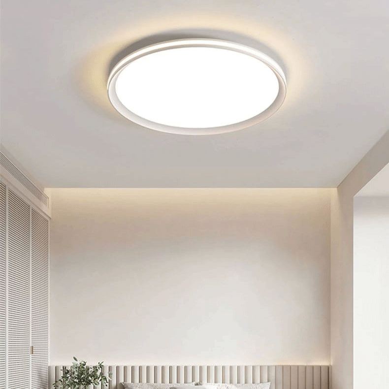 Modern Minimalist Round Square Aluminum PVC Shade LED Flush Mount Ceiling Light For Bedroom