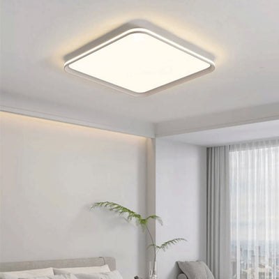 Modern Minimalist Round Square Aluminum PVC Shade LED Flush Mount Ceiling Light For Bedroom