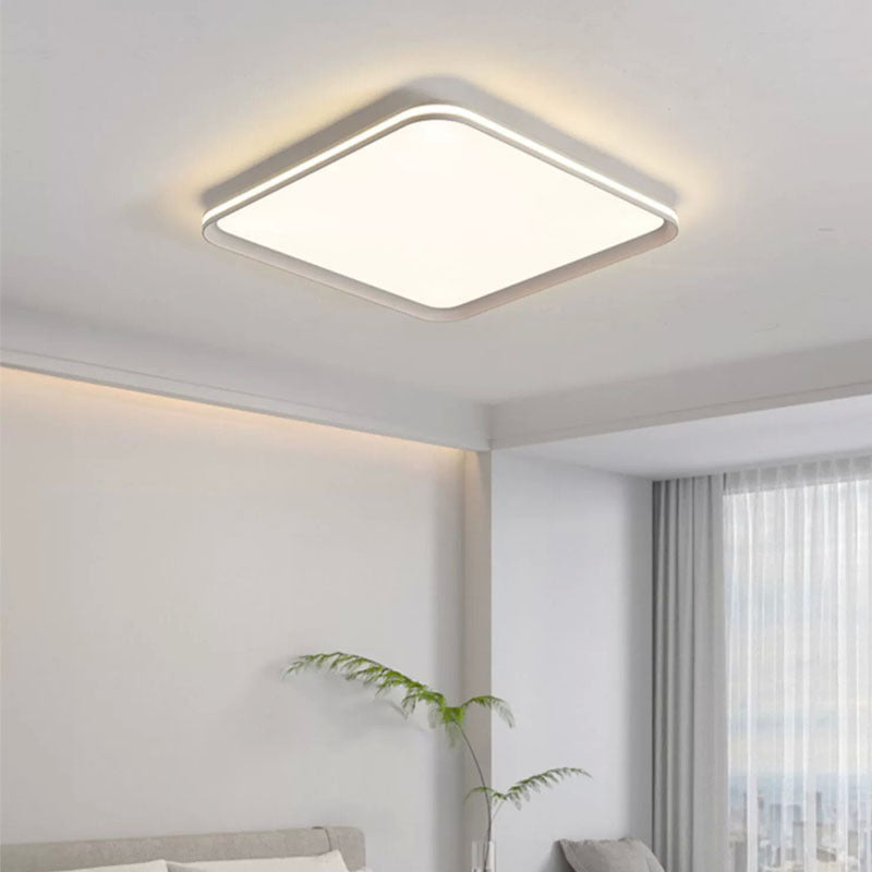 Modern Minimalist Round Square Aluminum PVC Shade LED Flush Mount Ceiling Light For Bedroom