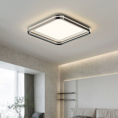 Modern Minimalist Round Square Rectangular Iron PVC LED Flush Mount Ceiling Light For Bedroom