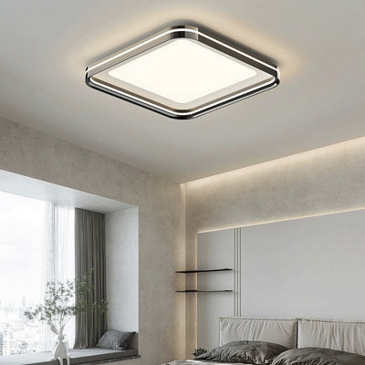 Modern Minimalist Round Square Rectangular Iron PVC LED Flush Mount Ceiling Light For Bedroom