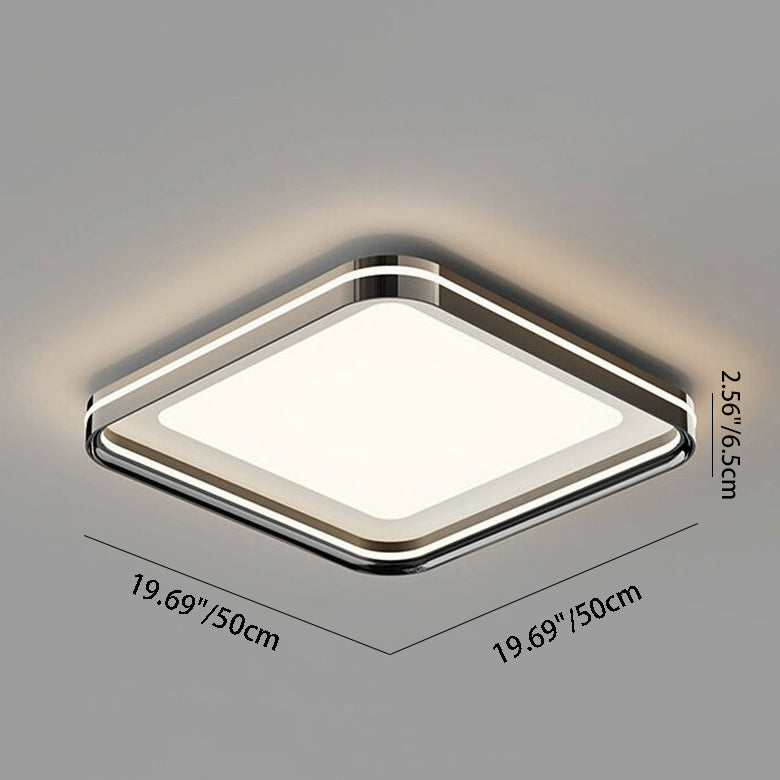 Modern Minimalist Round Square Rectangular Iron PVC LED Flush Mount Ceiling Light For Bedroom