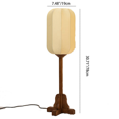 Traditional Chinese Cylinder Iron Fabric 1-Light Table Lamp For Bedroom