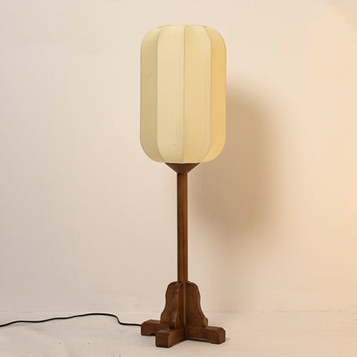 Traditional Chinese Cylinder Iron Fabric 1-Light Table Lamp For Bedroom