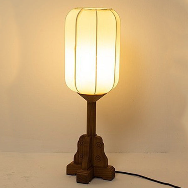 Traditional Chinese Cylinder Iron Fabric 1-Light Table Lamp For Bedroom