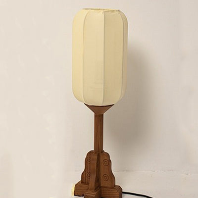 Traditional Chinese Cylinder Iron Fabric 1-Light Table Lamp For Bedroom