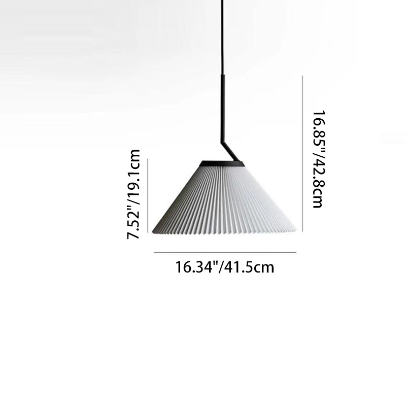 Contemporary Luxury Pleated Cone TC Cloth PVC 1-Light Pendant Light For Living Room