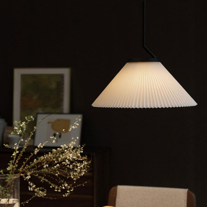 Contemporary Luxury Pleated Cone TC Cloth PVC 1-Light Pendant Light For Living Room