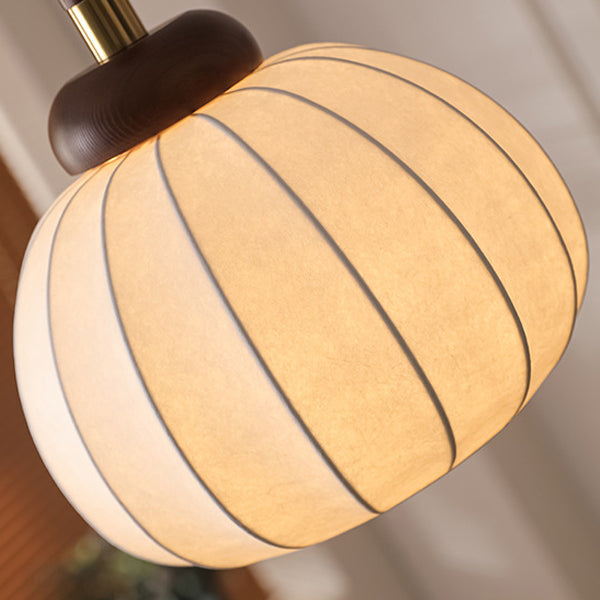 Contemporary Retro Wood Aluminum Silk Globe 1-Light Pendant Light For Living Room