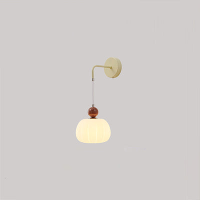 Contemporary Nordic Small Orb Round Pumpkin Shape Hardware PE 1-Light Wall Sconce Lamp For Living Room